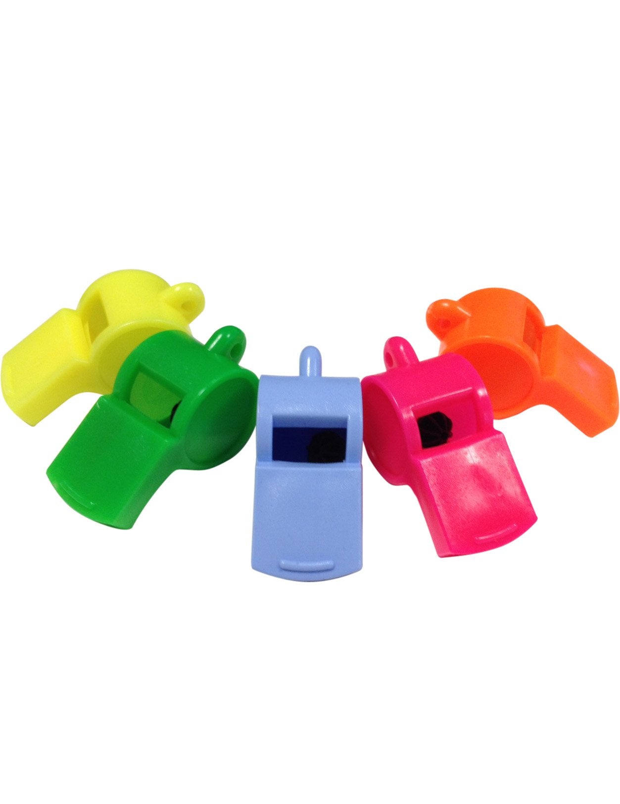 Detské plastové píšťalky v rôznych farbách