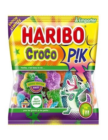 Sáčok cukríkov Croco PIK Haribo pre všetky kyslé Jungle Edition bigout pomaranč a ananás