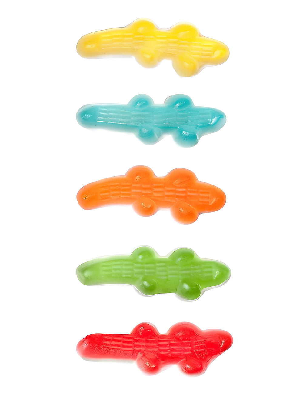 Gros plan sur les différentes couleurs du sachet de bonbons Haribo Croco
