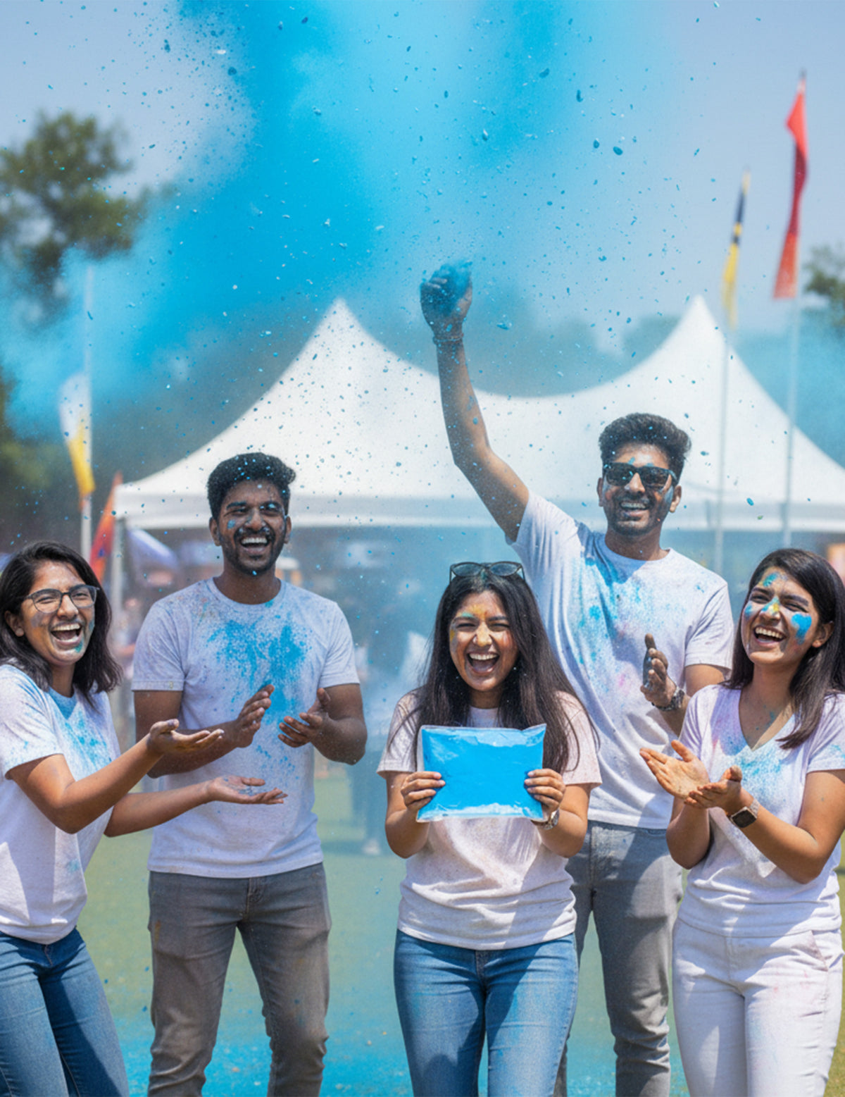 Sachet de poudre à effet Holi pour fête bleu