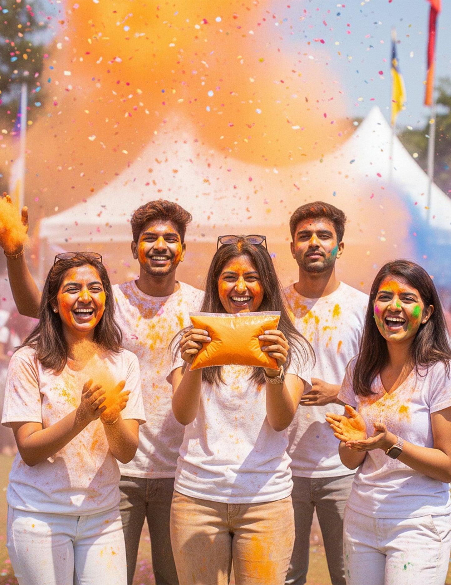 500g vrecko fluorescenčného oranžového prášku s efektom Holi