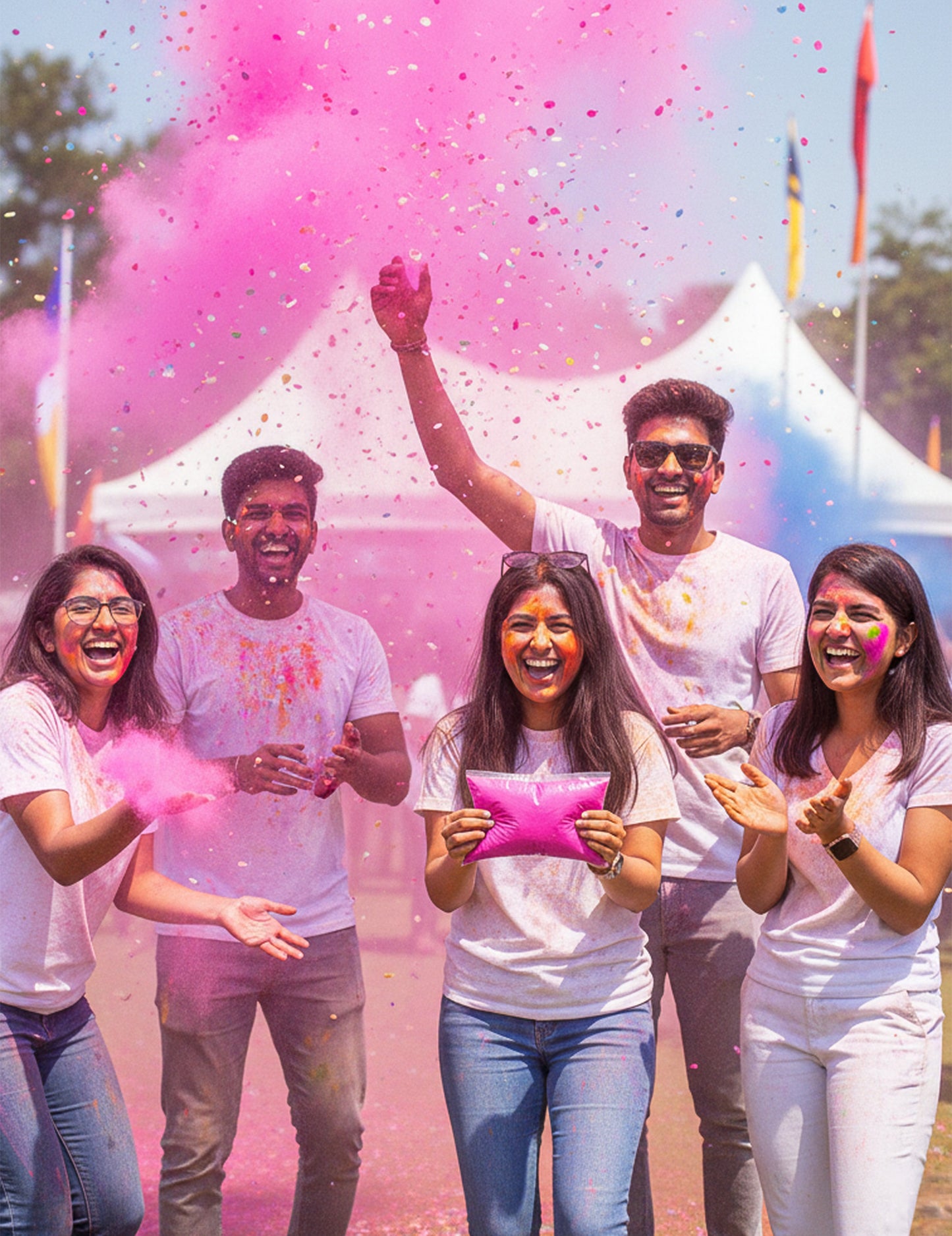 500g vrecko fluorescenčného ružového prášku s efektom Holi