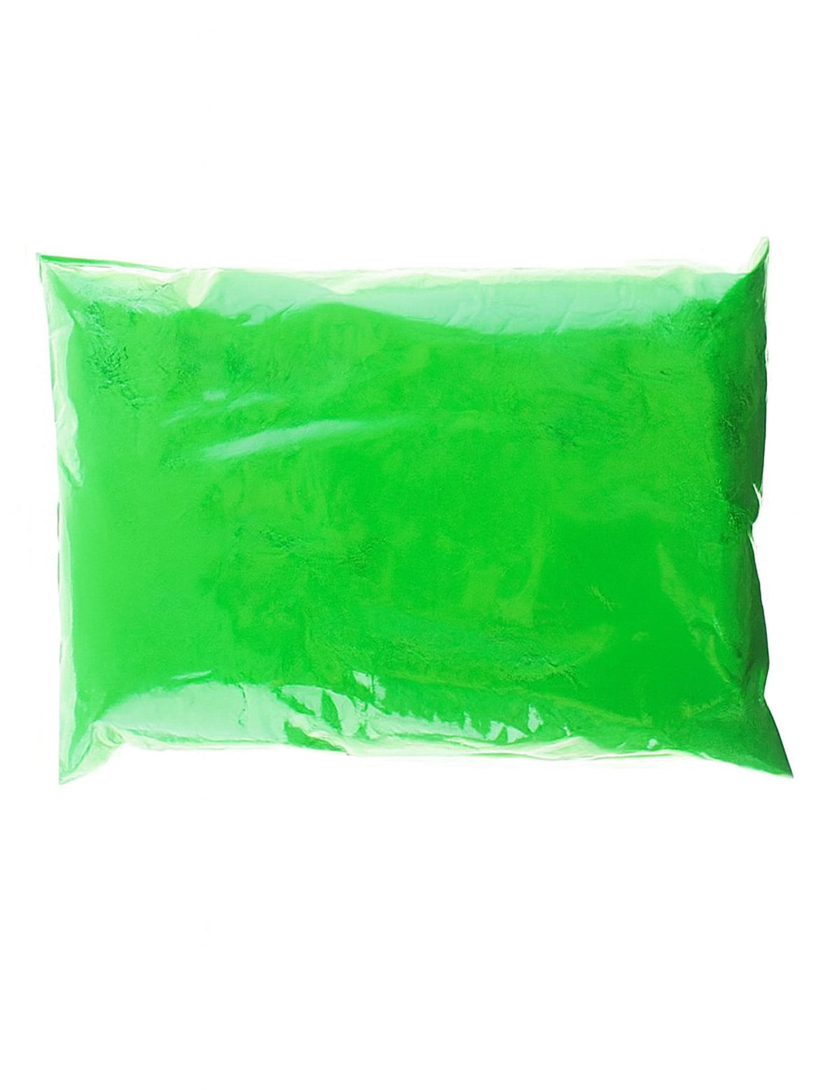 Vue du sachet de poudre à effet Holi vert fluo