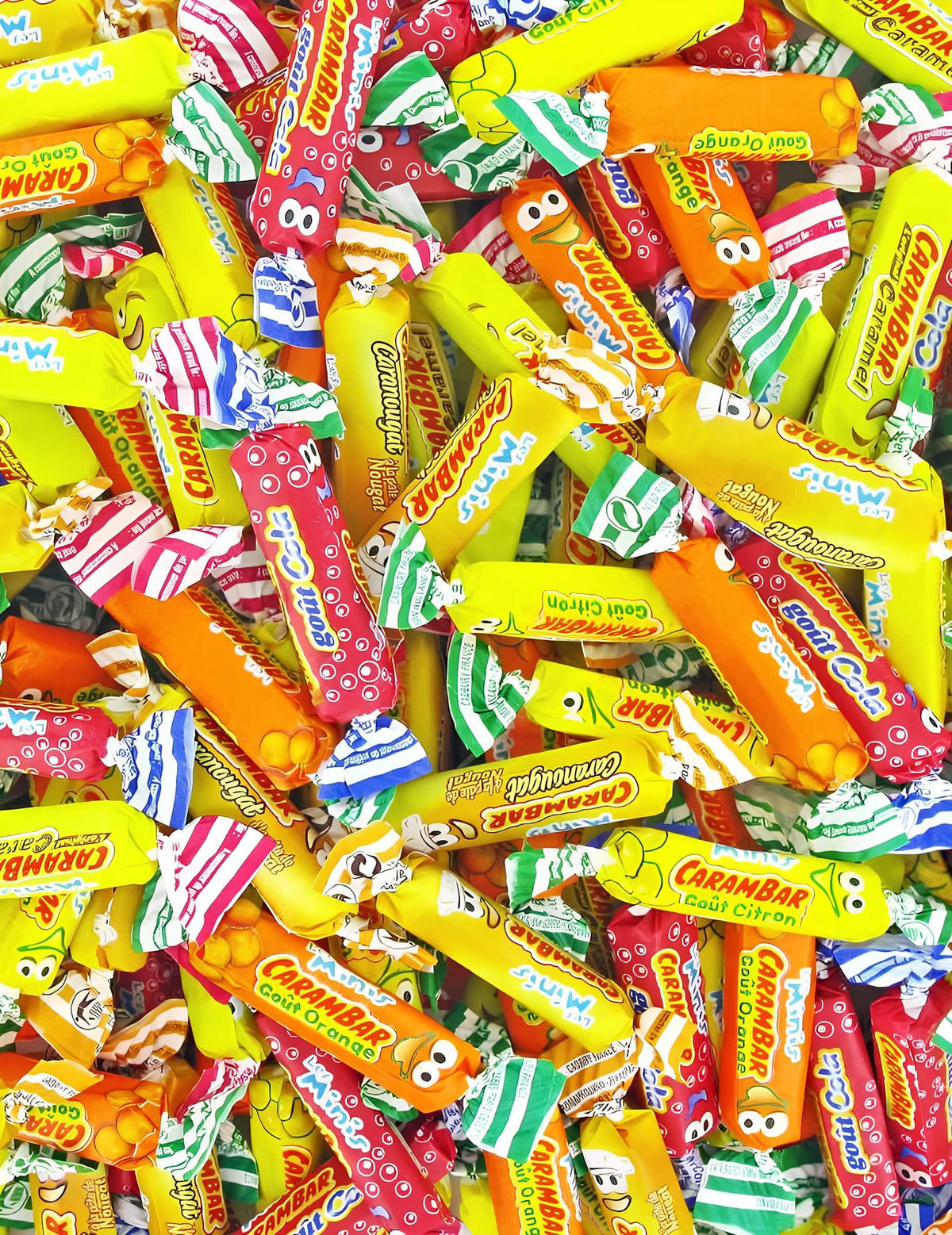 Detail na cukríky zo sáčku mini Carambar Minis Mix