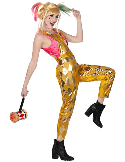 Salopette Harley Quinn Birds of Prey™ pour femme dorée à motifs losanges