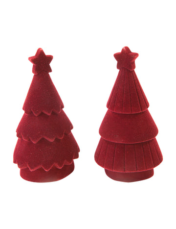 Vianočný stromček z tmavočervenej živice s efektom zamatu 11 cm, elegantná výzdoba