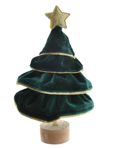 Sapin en velours vert à paillettes dorées 10 x 18,5 cm