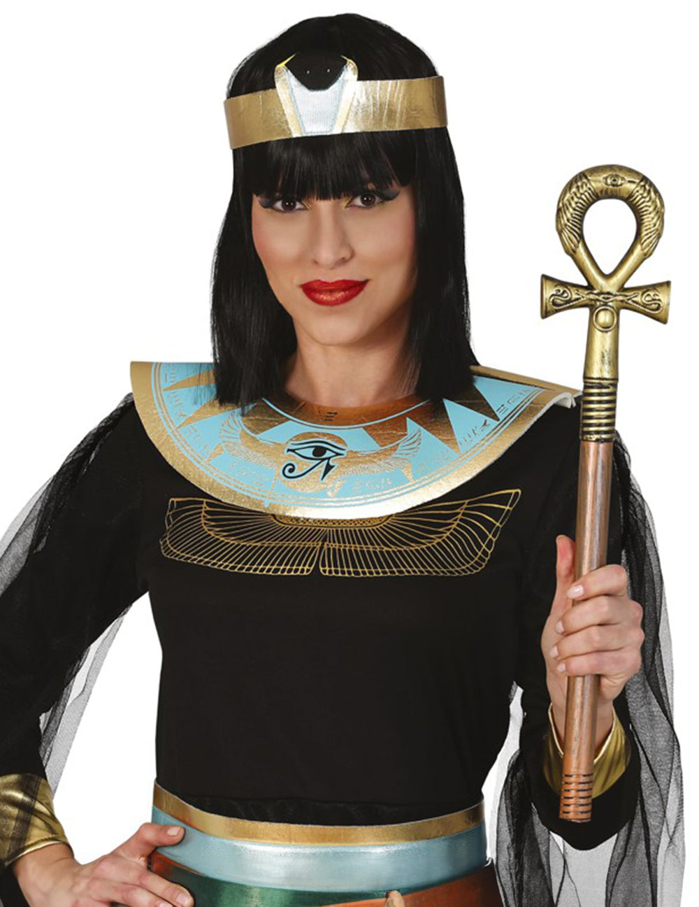 Sceptre Ânkh égyptienne pour femme couleur or