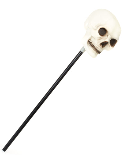 Sceptre tête de mort Halloween pour adulte blanc et noir