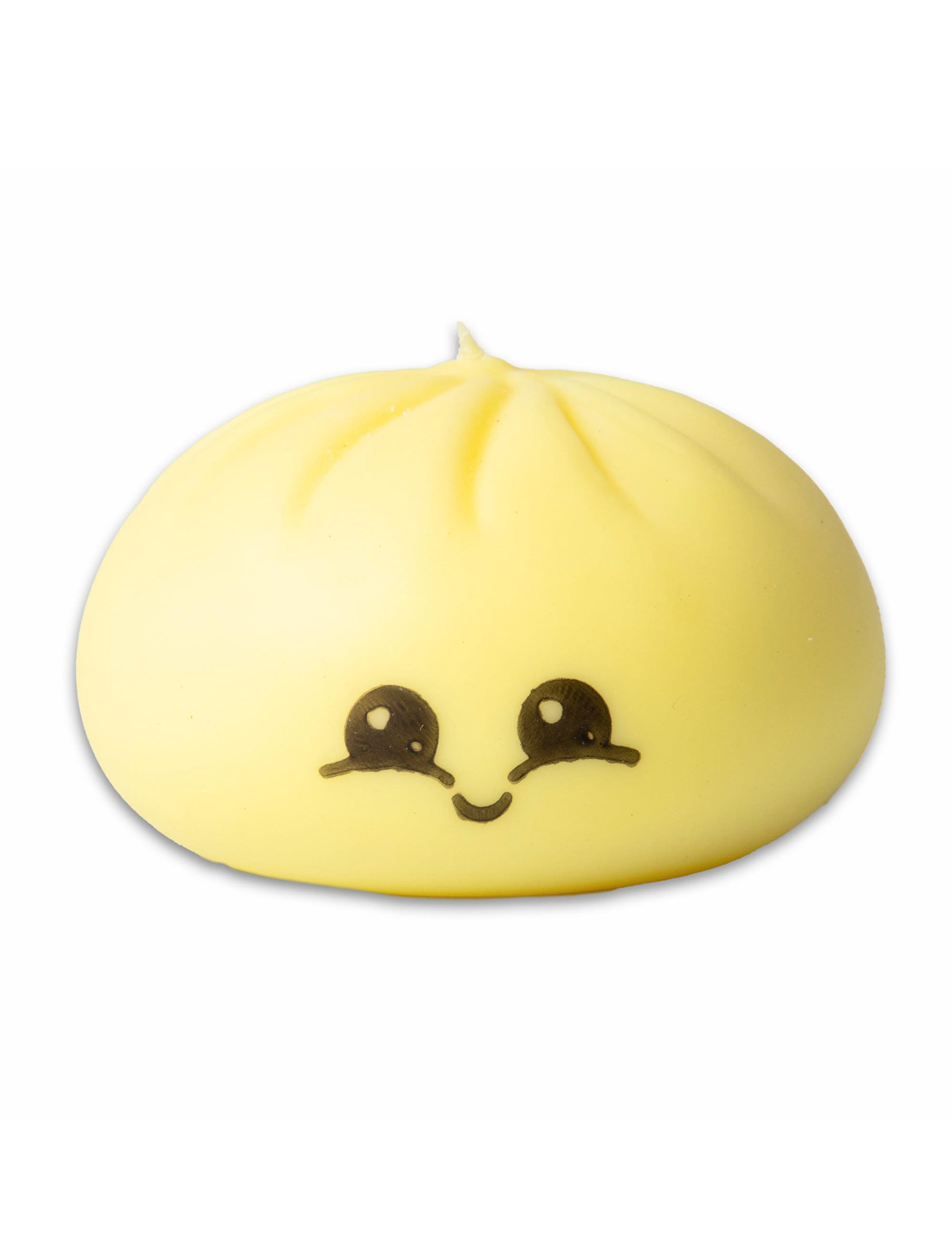 Vue de face du bao jaune à visage de la balle anti stress Scrunchems Bao