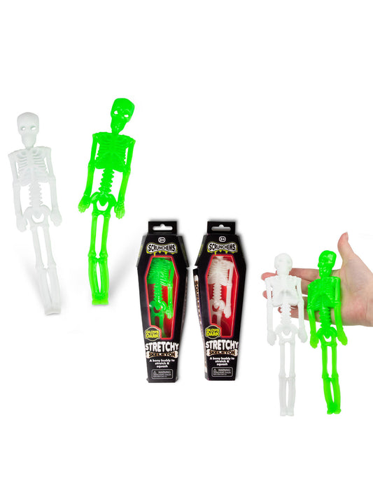 Jouet squelette extensible Scrunchems pour enfant phosphorescent vert et blanc