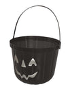 Seau citrouille pour enfant noir avec visage argenté