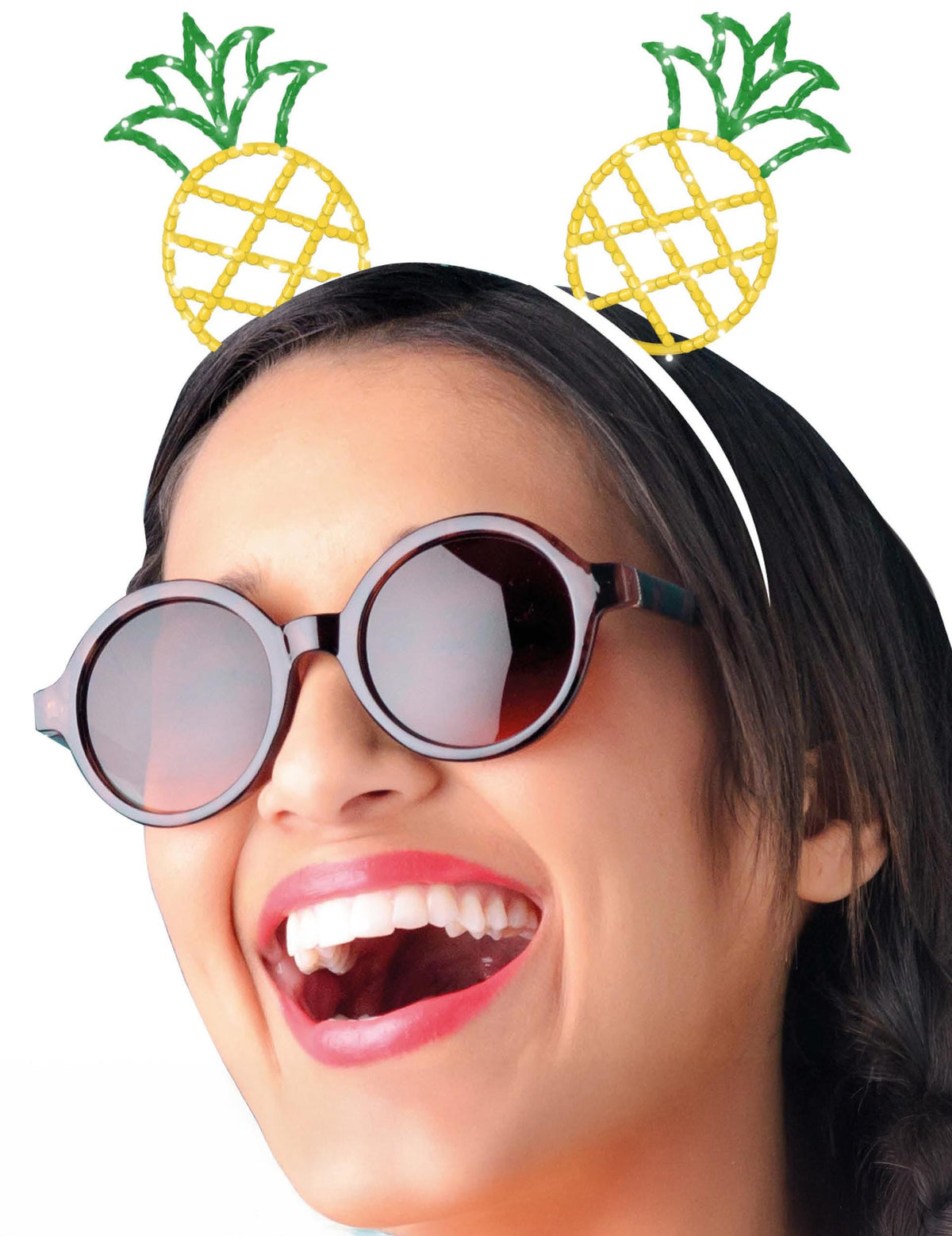Serre-tête ananas en métal pour adulte jaune et vert