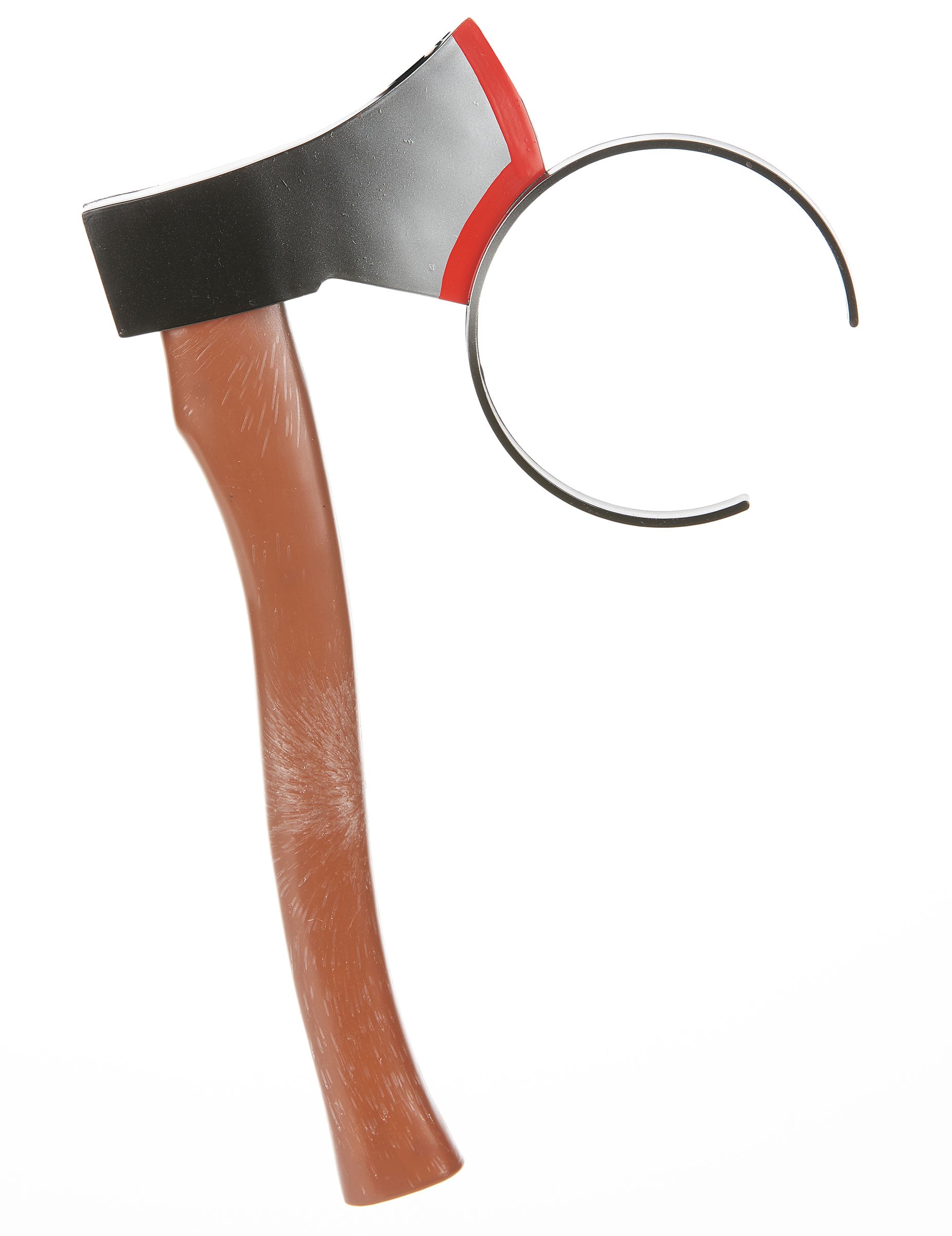 Serre-tête avec hache Halloween marron et gris avec faux sang rouge