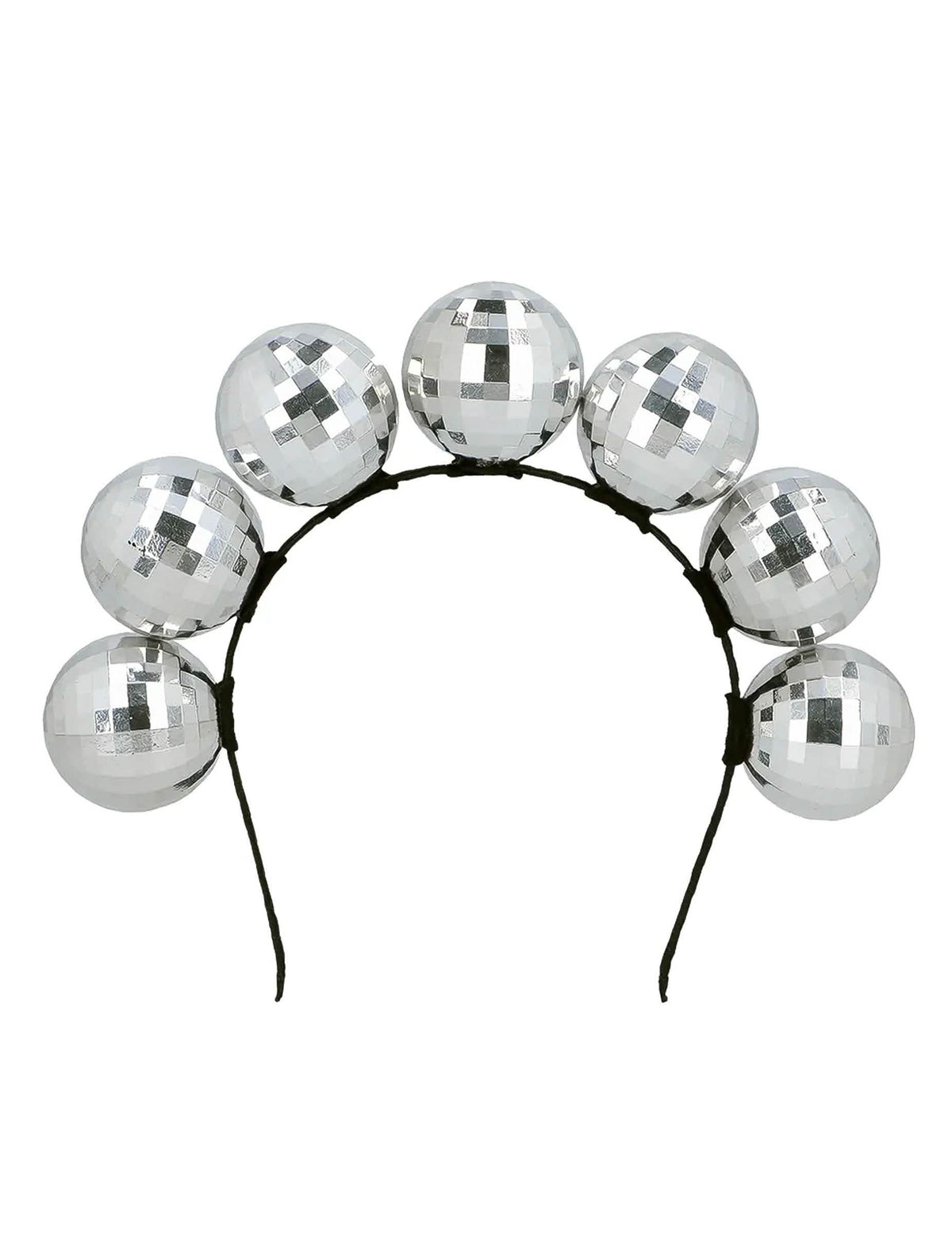 Vue de face du serre-tête boules disco pour adulte