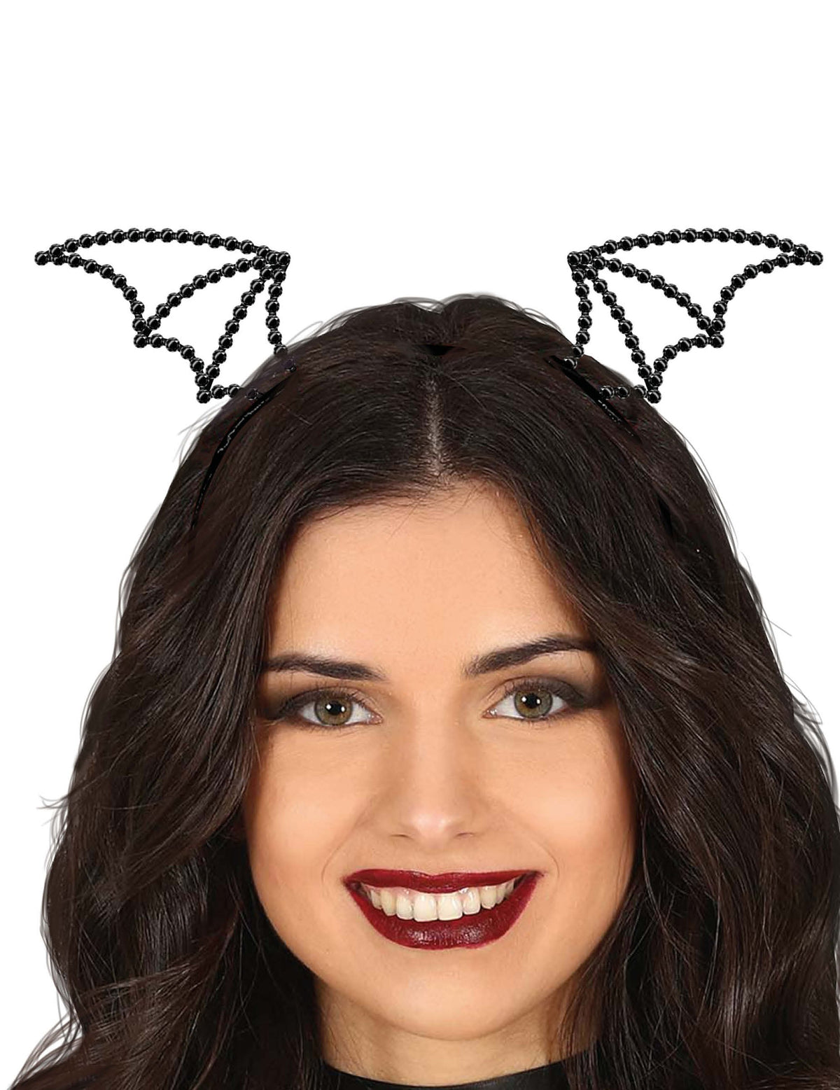 Serre-tête chauve-souris à strass pour femme noir