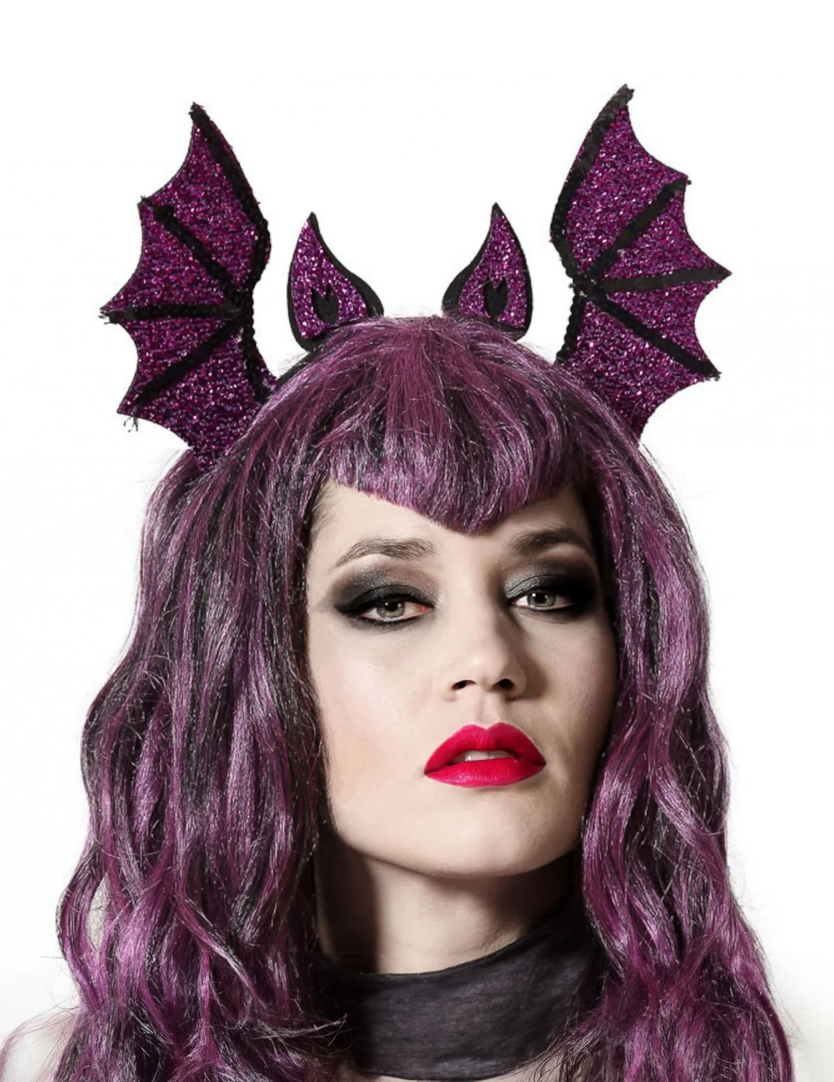 Serre-tête chauve-souris pour adulte violet à paillettes
