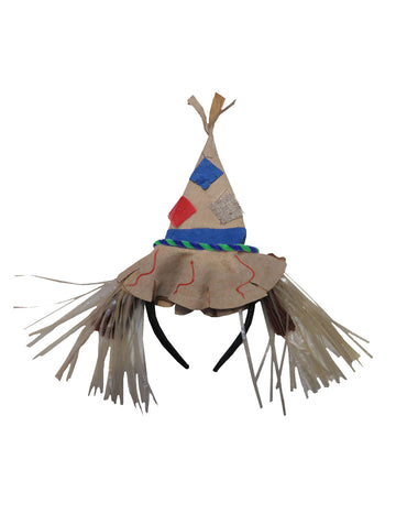 Serre-tête épouvantail pour adulte beige avec chapeau rapiécé et paille