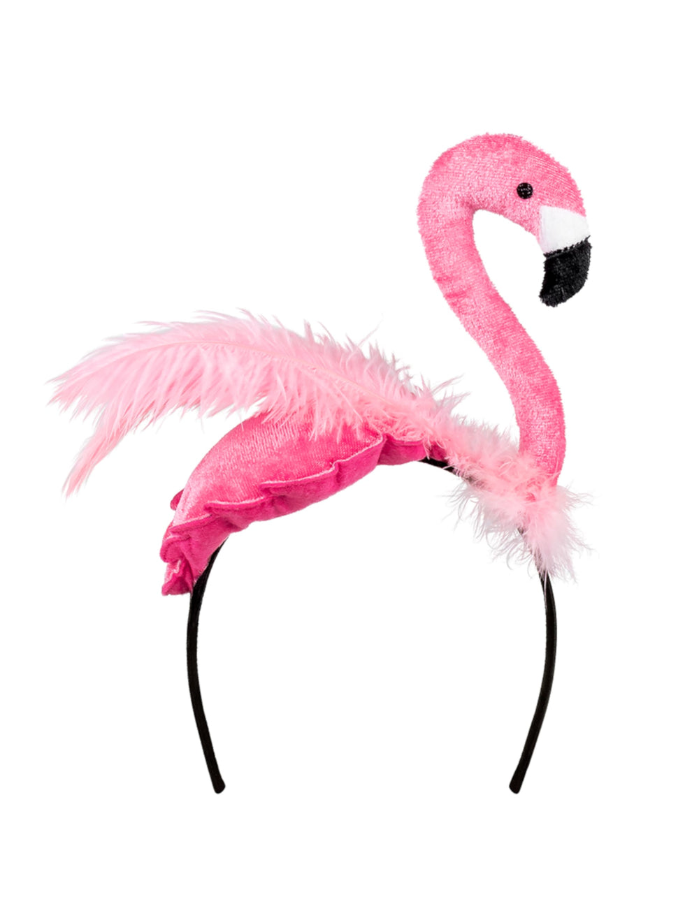 Serre-tête flamant rose pour adulte rose avec plumes
