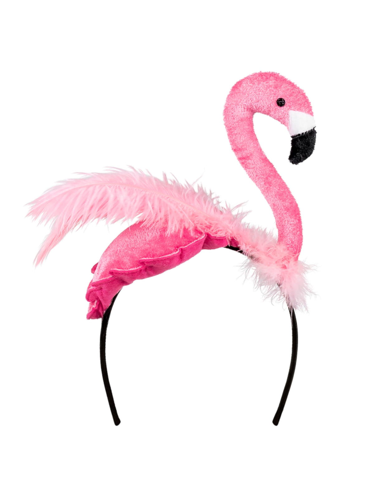 Serre-tête flamant rose pour adulte rose avec plumes