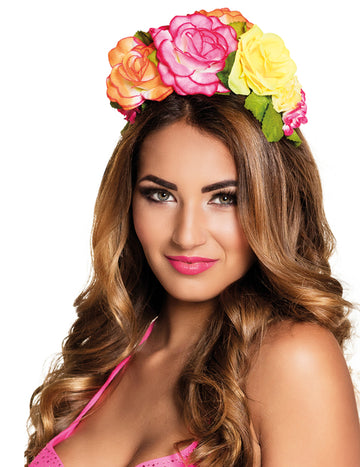 Farebné kvetinové čelenky žena