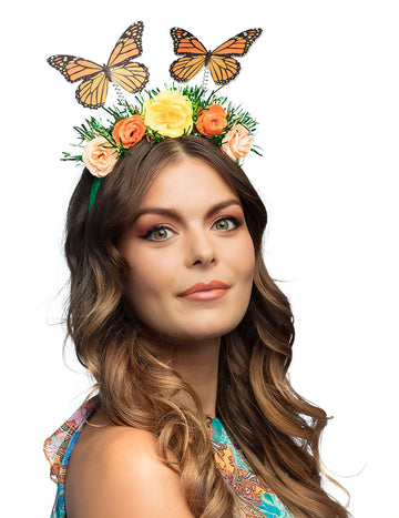 Čelenka pre dospelých s kvetmi a motýľmi