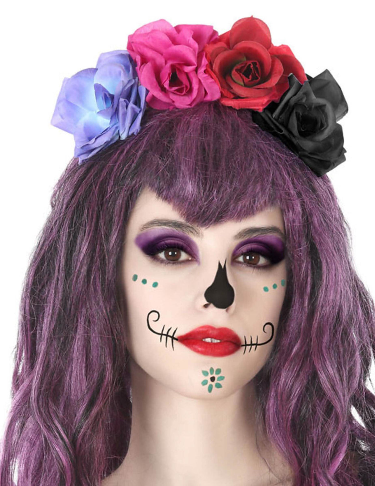 Čelenka s kvetmi dia de los muertos pre dospelý viacfarebné