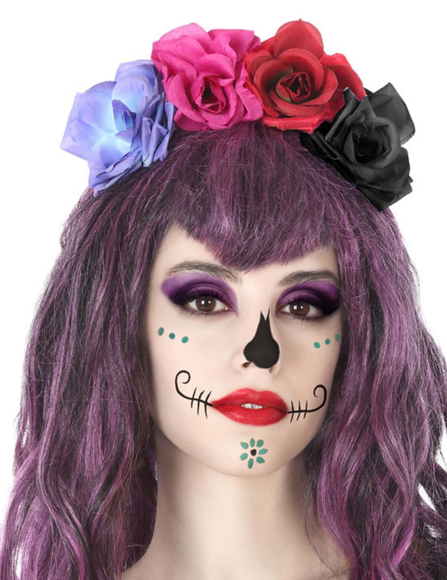 Viacfarebné kvetinové čelenky Dia de los Muertos dospelí