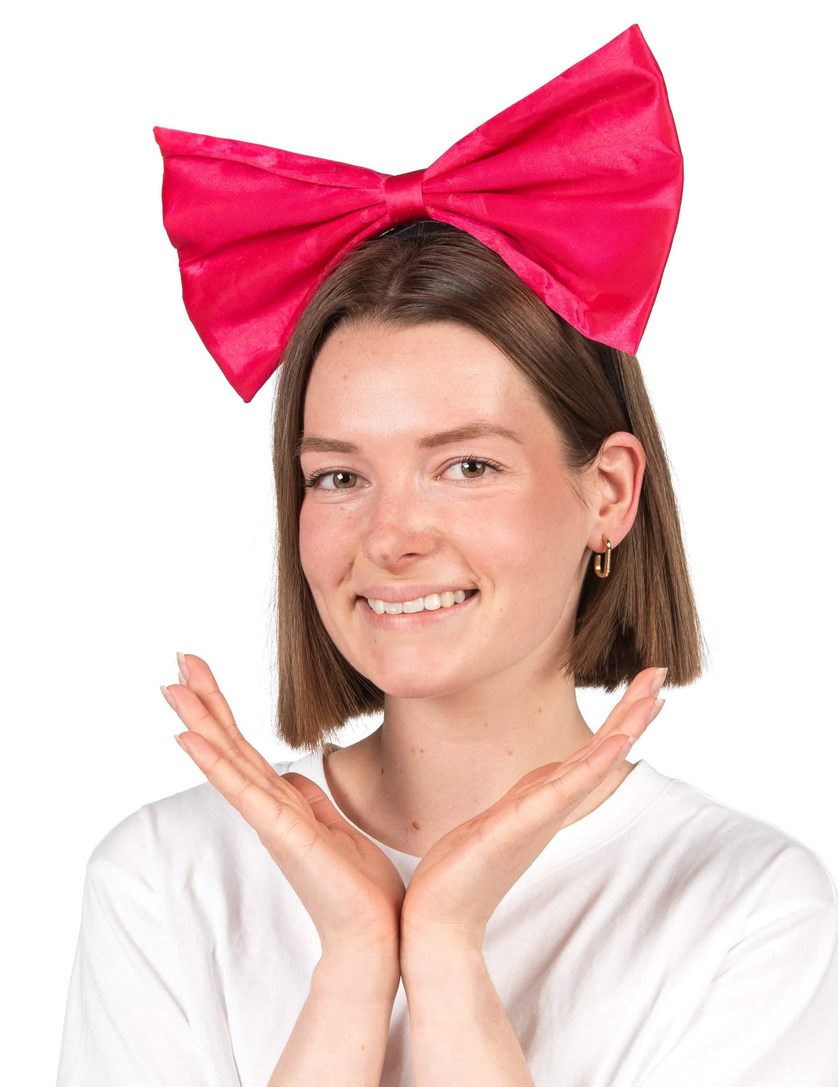 Čelenka s veľkou mašľou pre dospelý neón ružová