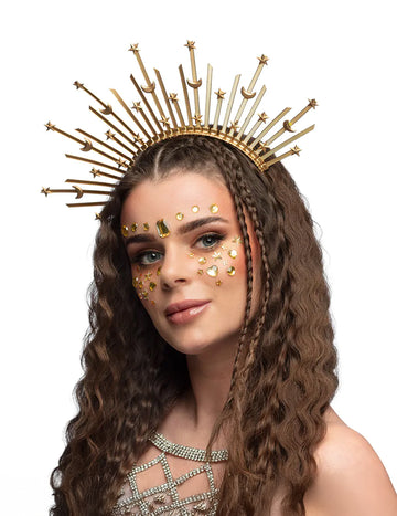 Čelenka pre dospelých s hviezdou a mesiacom v tvare svätožiary