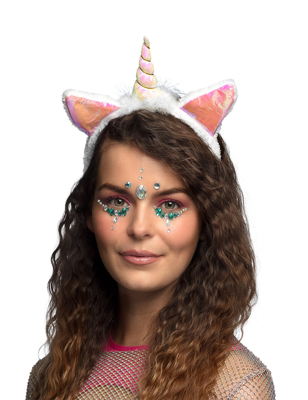 Serre-tête licorne pour femme blanc et rose iridescent