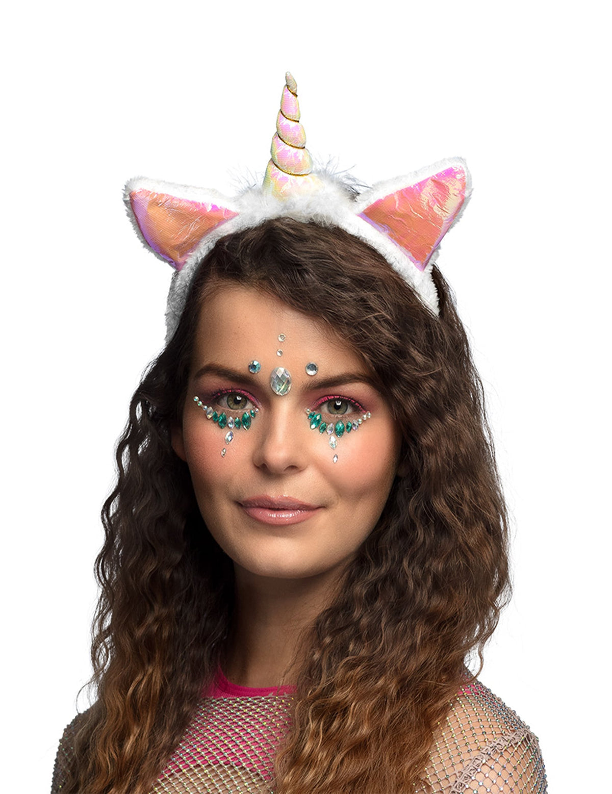 Serre-tête licorne pour femme blanc et rose iridescent