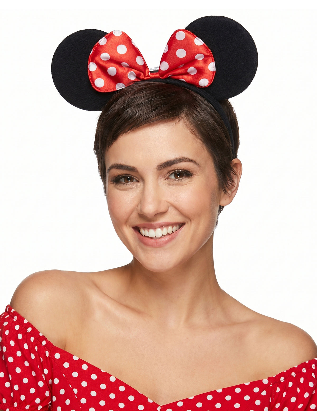 Čelenka uší myši so ženou polka dot uzol