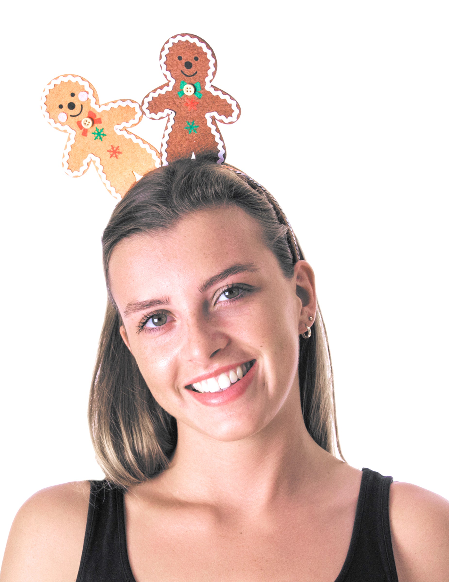 Serre-tête pain d'épices de Noël pour adulte marron avec deux bonshommes