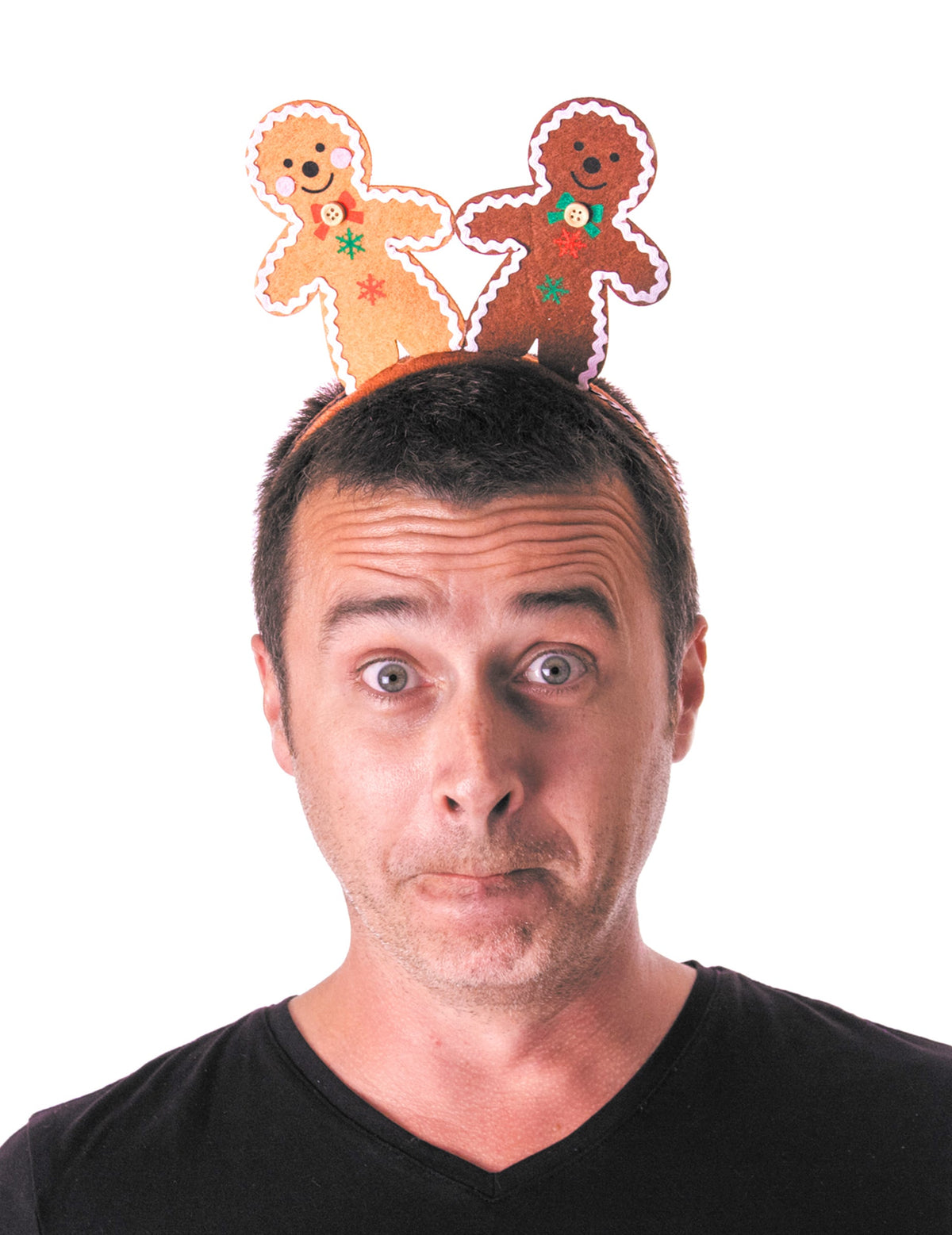Vue de face du serre-tête pain d'épices de Noël