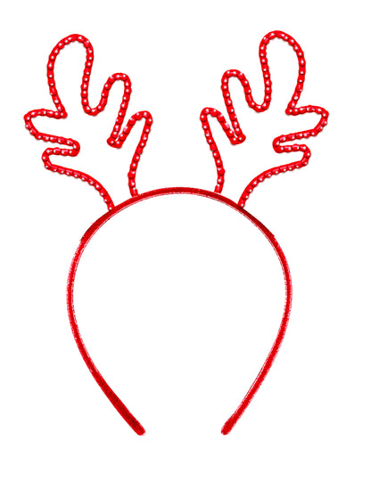 Vianočná čelenka so sobami a červenými kamienkami