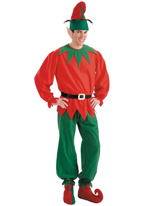 Súprava doplnkov elfa pre dospelých v červenej a zelenej farbe s čiapkou a špicatými ušami