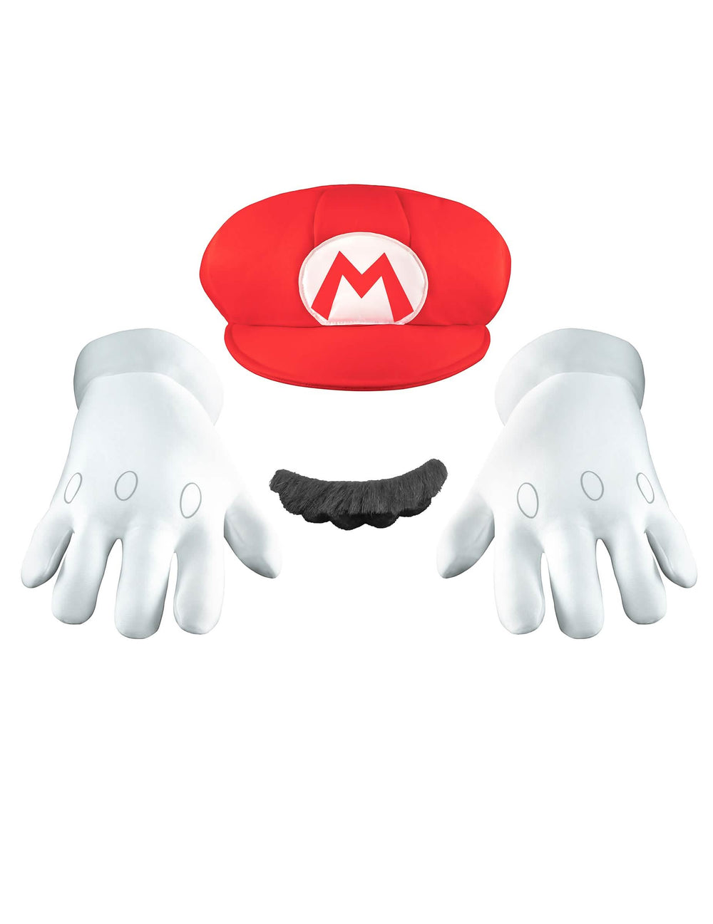 Súprava doplnky Mario™ pre dospelý červená a biela s čiapkou rukavice a fúzy