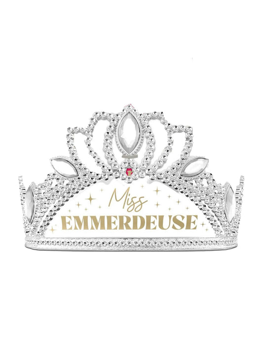 Detail diadému zo setu doplnkov miss emmerdeuse šerpa a diadém