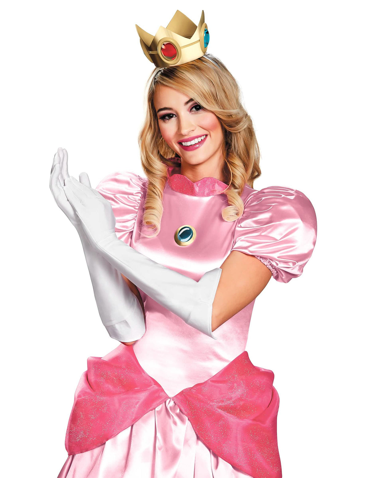 Súprava doplnky Princezná Peach pre dospelý ružová s korunou a bielymi rukavice
