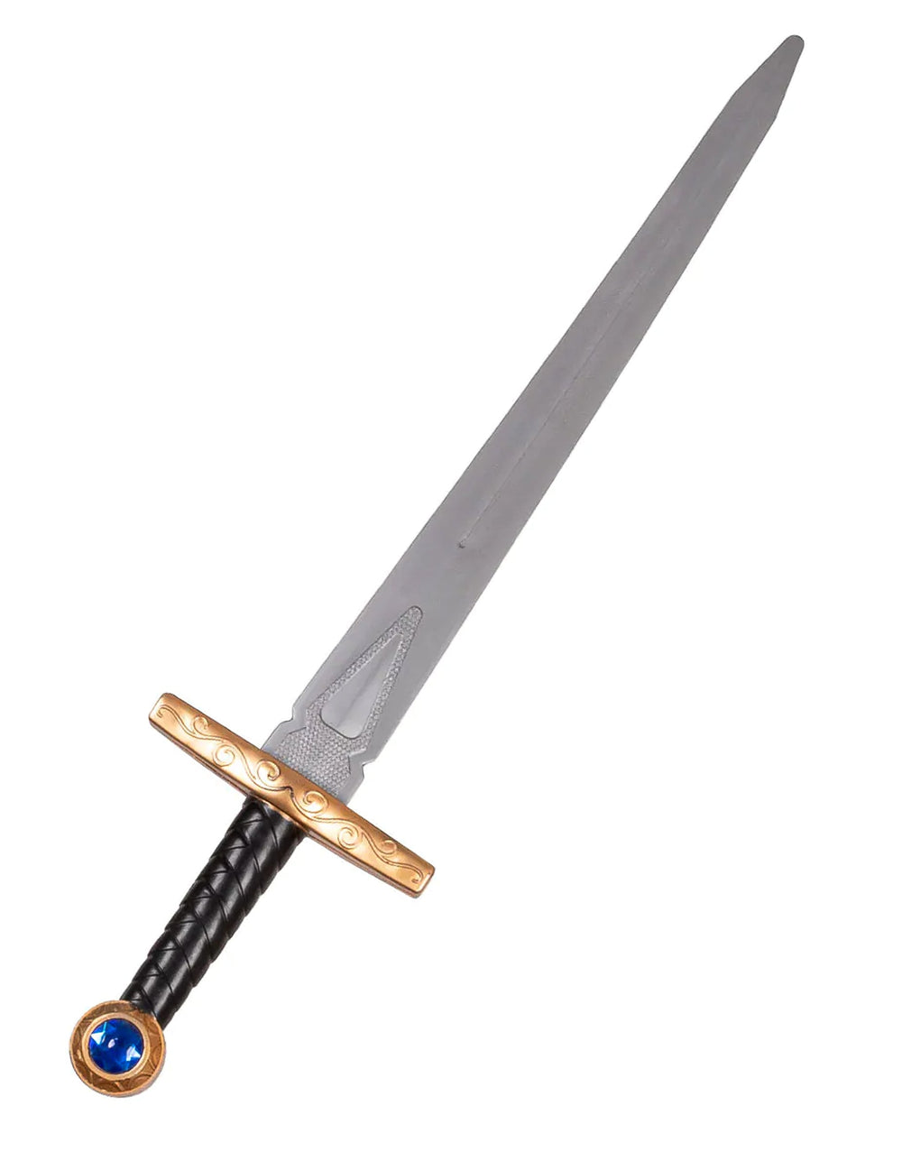 Épée grise et dorée avec gemme bleue du set de chevalier pour enfant en plastique