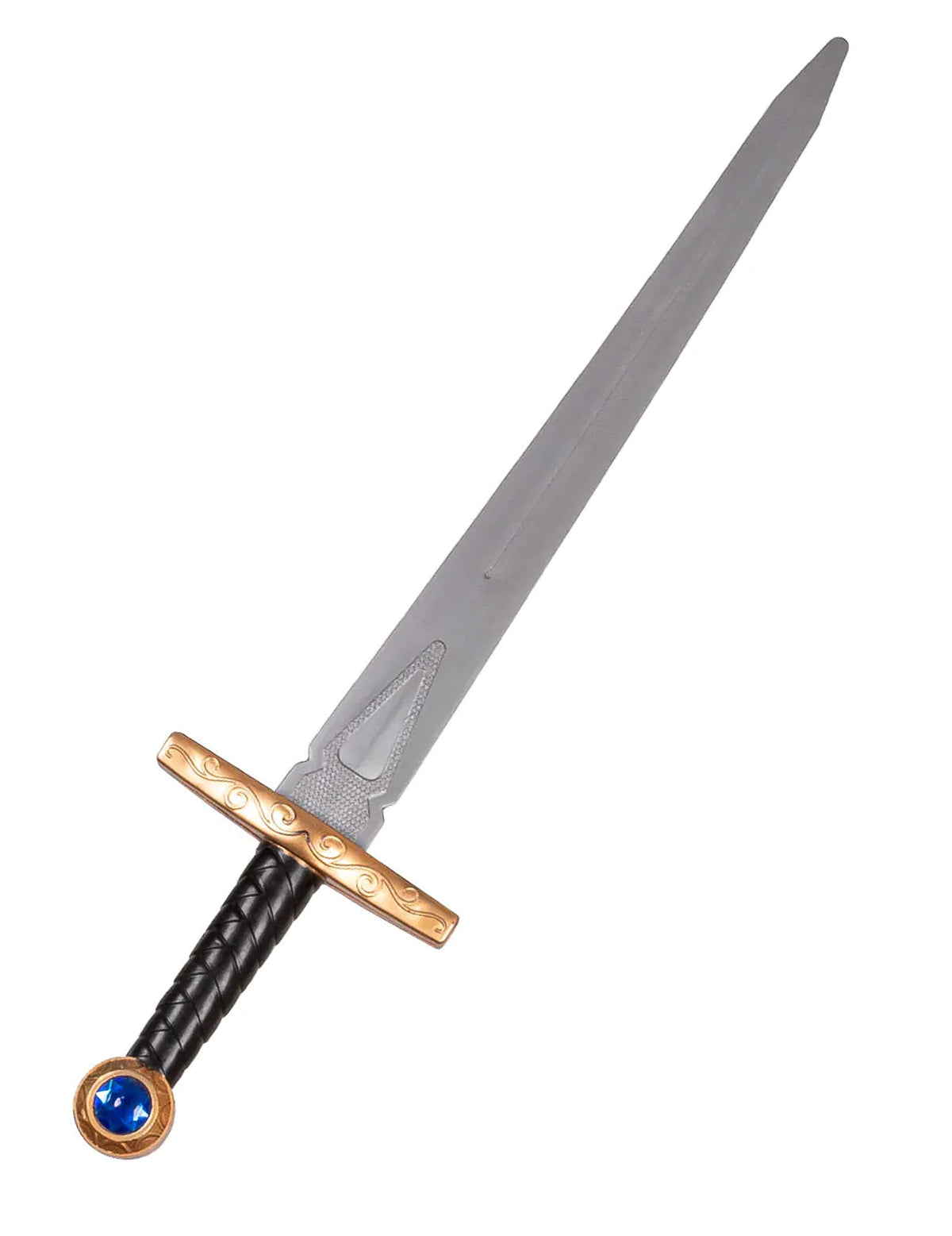 Épée grise et dorée avec gemme bleue du set de chevalier pour enfant en plastique