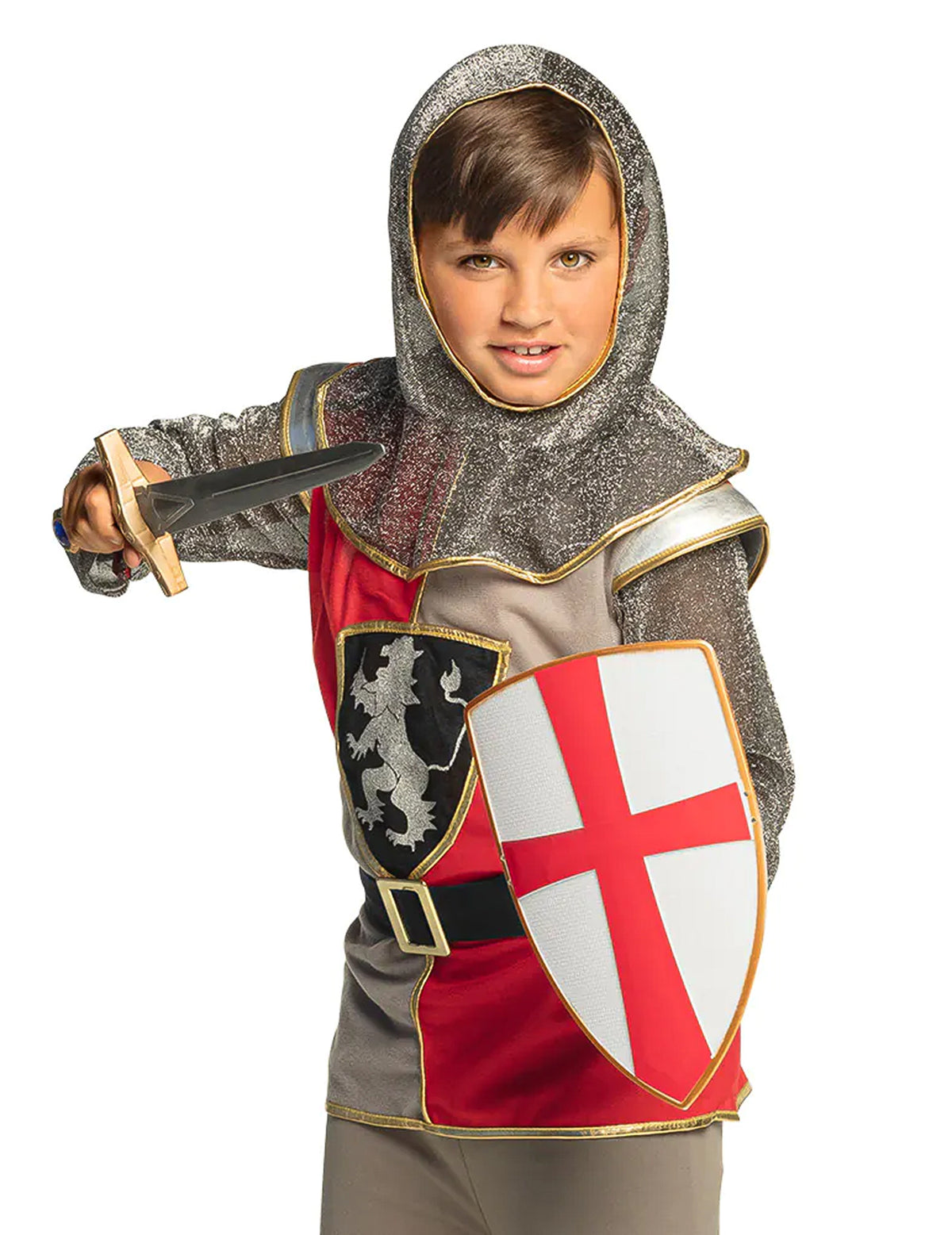 Mise en situation du set de chevalier pour enfant en plastique