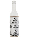 Bouteille en verre vase soliflore ethnique pour décoration blanche et noire