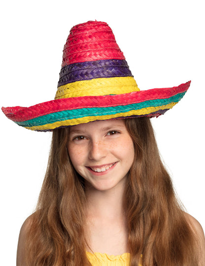 Vue de face du sombrero multicolore enfant
