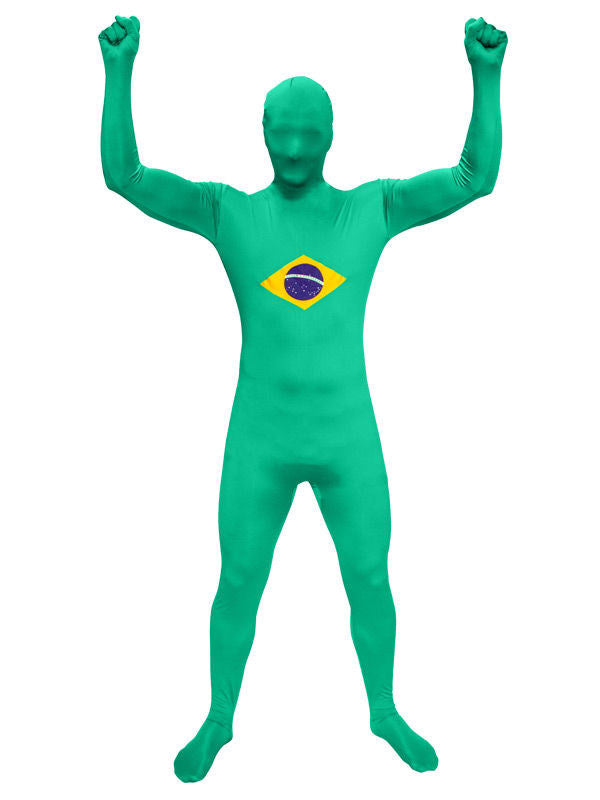 Speedsuit Brazília Futbalový Fanúšikovský Kostým zeleno-žlto-modrý 