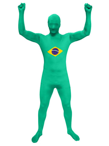 Speedsuit Brazília Futbalový Fanúšikovský Kostým zeleno-žlto-modrý 