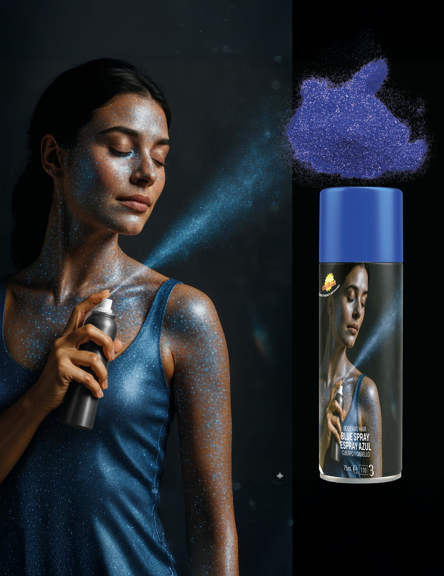 Blue Glitter Body Spray 75 ml