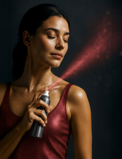 Červené telesné trblietavé sprej 75 ml