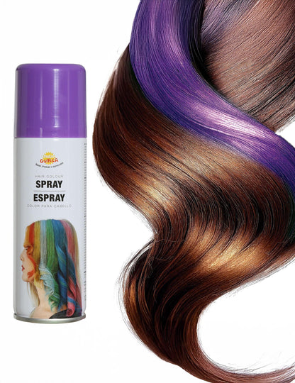 Detail zobrazenia fialovej farby na pramene spreja na vlasy